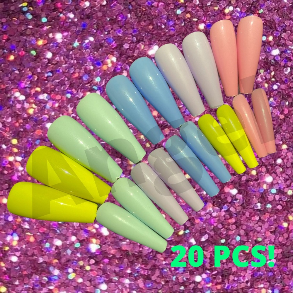 NEW Coffin Ballerina Rainbow Square Press On Nails